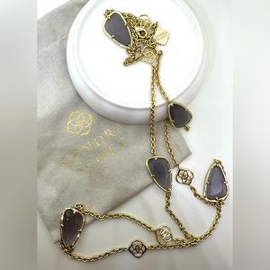 Kendra Scott long chain necklace with gray stones